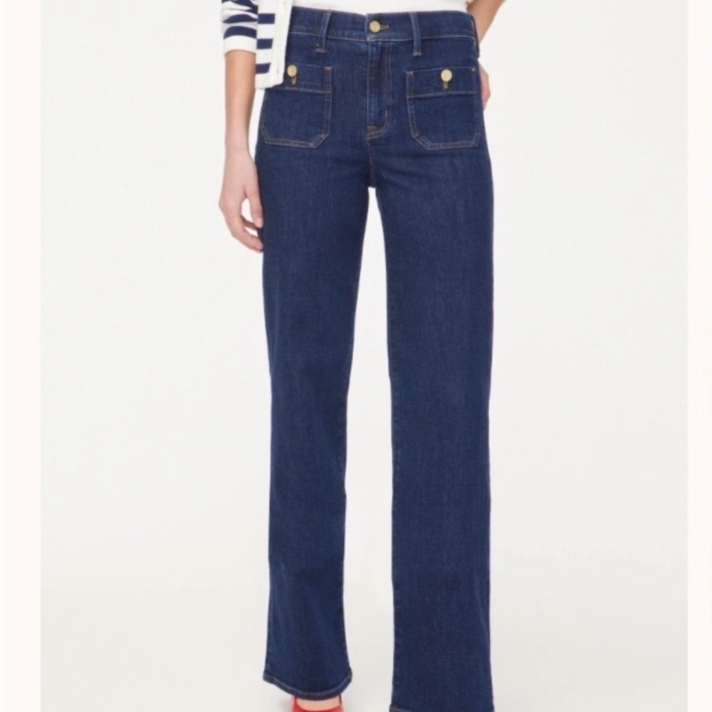 J. Crew Slim Wide Leg Sailor Jeans in All Day Stretch Dark Wash - 27